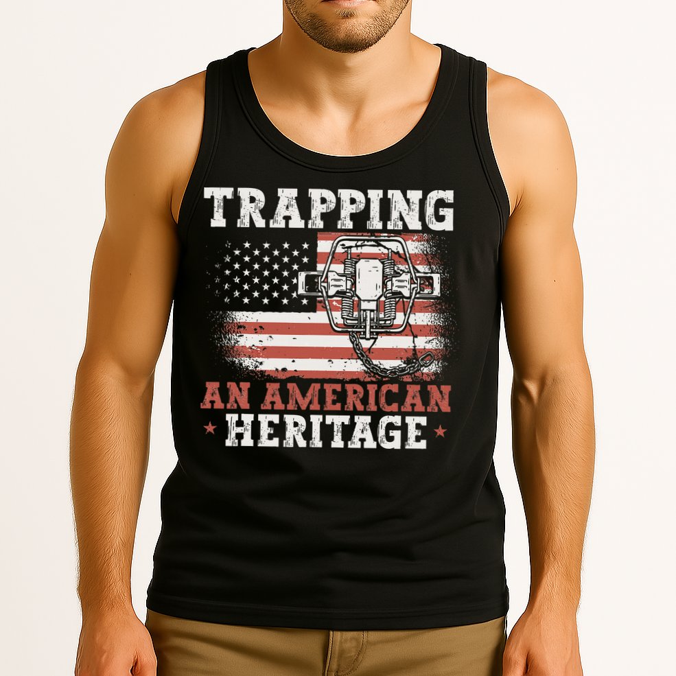 flag Trapping An American Heritage Trap Hunting Tank Top