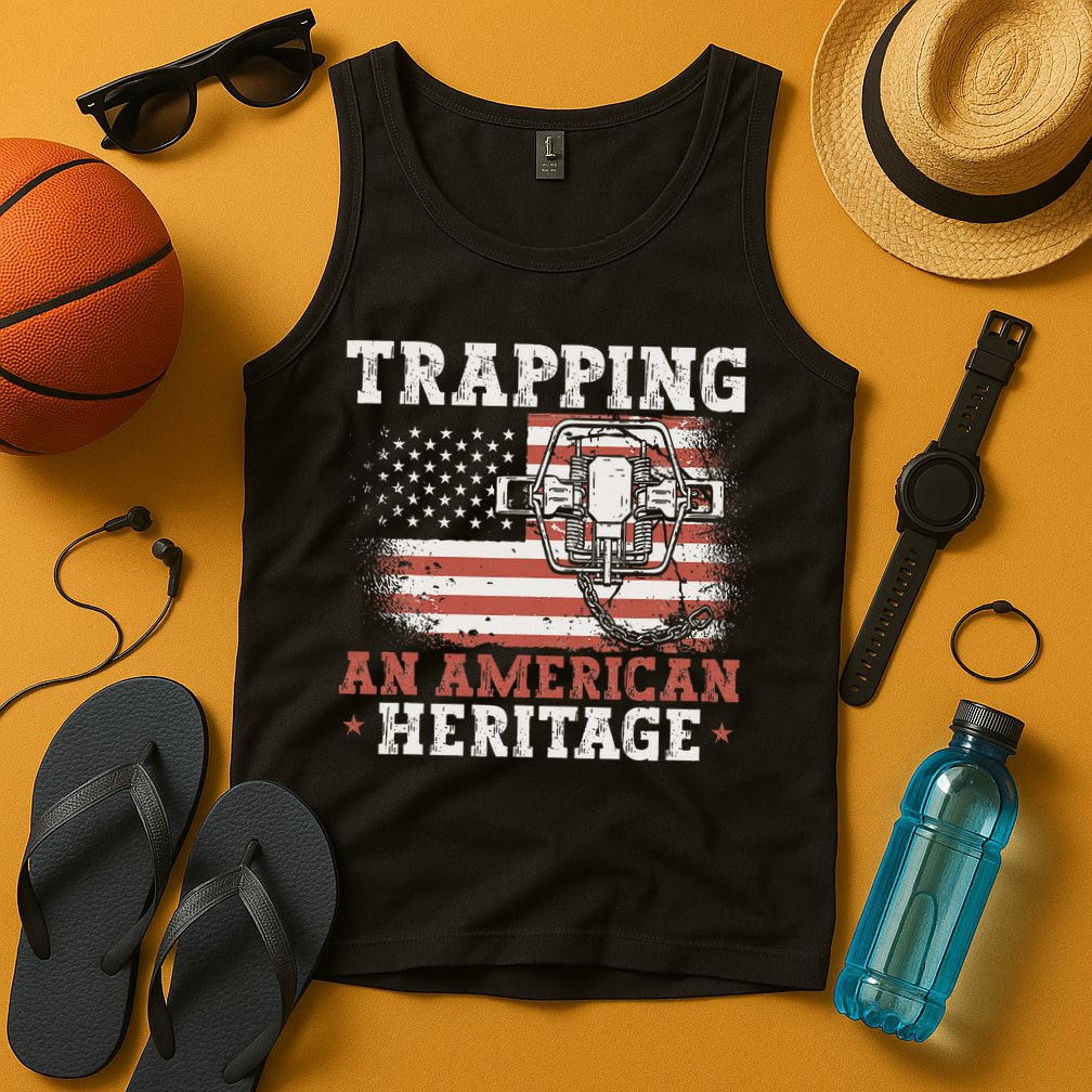 flag Trapping An American Heritage Trap Hunting Tank Top