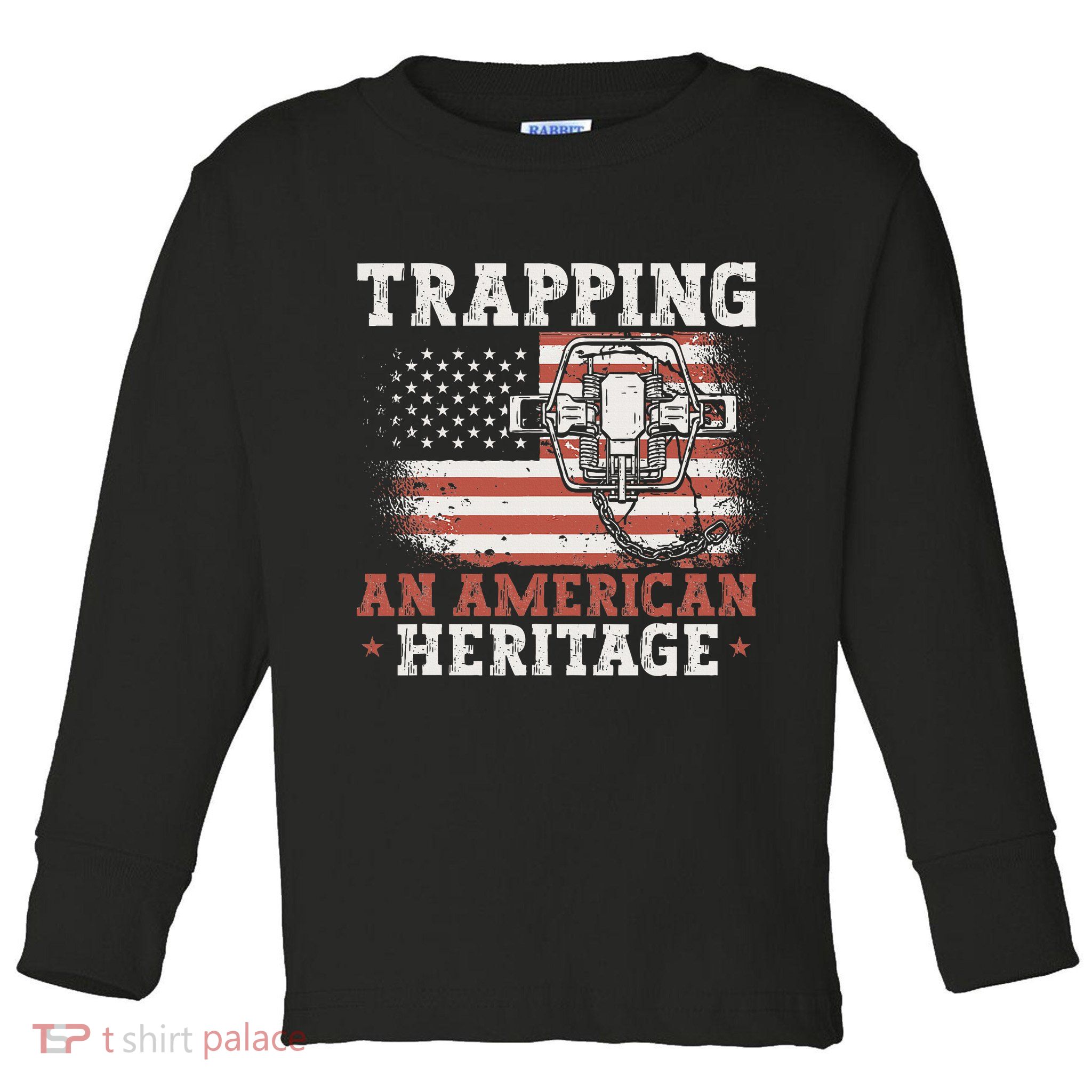 flag Trapping An American Heritage Trap Hunting Toddler Long Sleeve Shirt