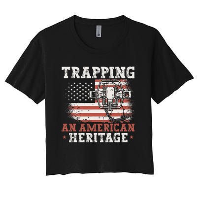 flag Trapping An American Heritage Trap Hunting Women's Crop Top Tee