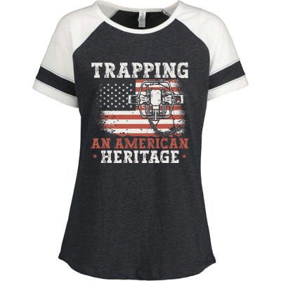 flag Trapping An American Heritage Trap Hunting Enza Ladies Jersey Colorblock Tee