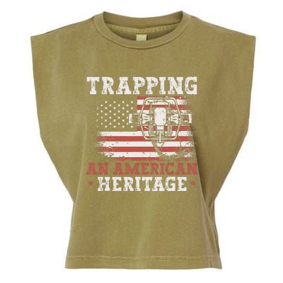 flag Trapping An American Heritage Trap Hunting Garment-Dyed Women's Muscle Tee