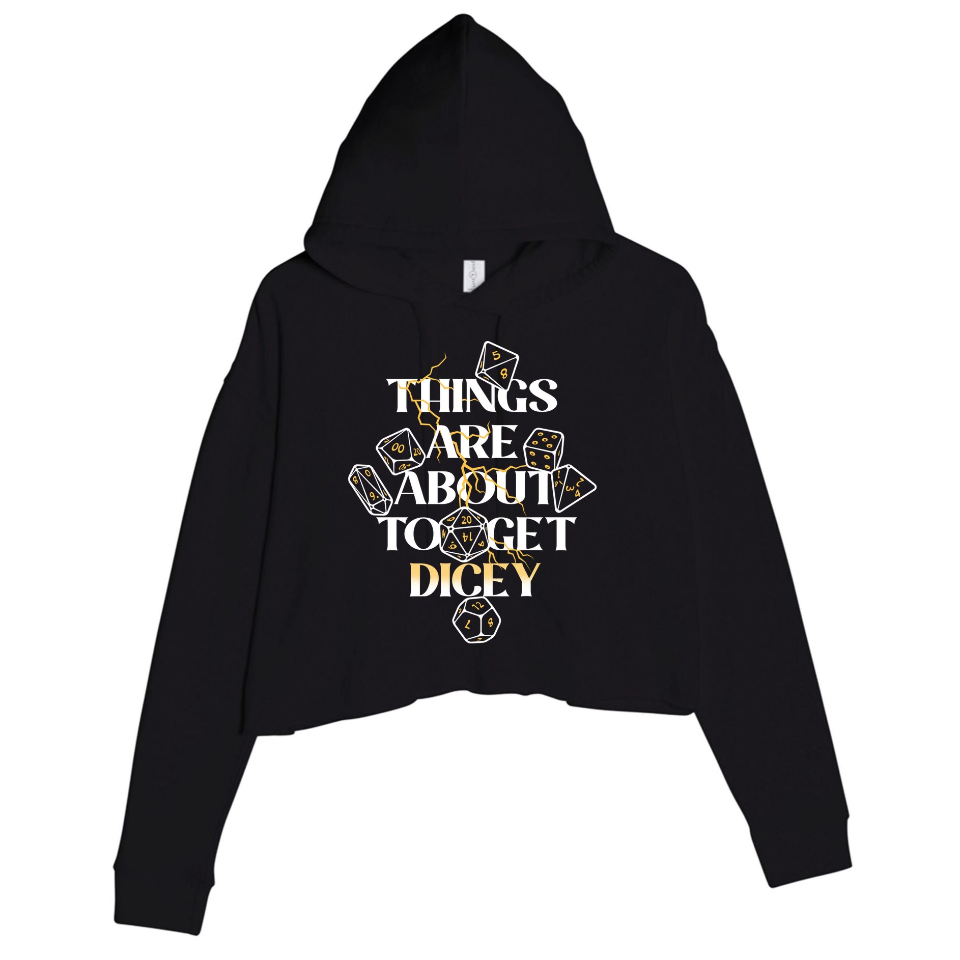 Funny Things Are About To Get Dicey DnD Crop Fleece Hoodie