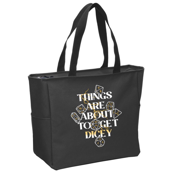 Funny Things Are About To Get Dicey DnD Zip Tote Bag