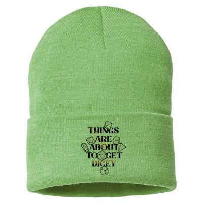 Funny Things Are About To Get Dicey DnD Sustainable Knit Beanie