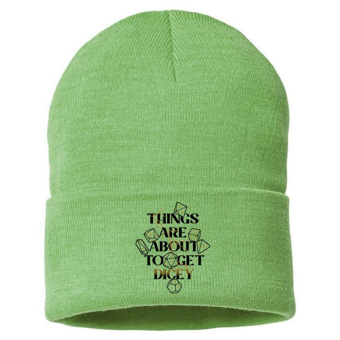 Funny Things Are About To Get Dicey DnD Sustainable Knit Beanie