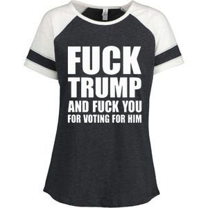 Fuck Trump And Fuck You For Voting For Him Enza Ladies Jersey Colorblock Tee