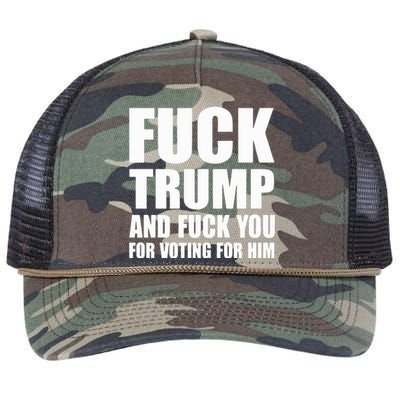 Fuck Trump And Fuck You For Voting For Him Retro Rope Trucker Hat Cap