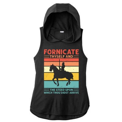 Fornicate Thyself And The Steed Upon Which Thou Didst Arrive Ladies PosiCharge Tri-Blend Wicking Draft Hoodie Tank