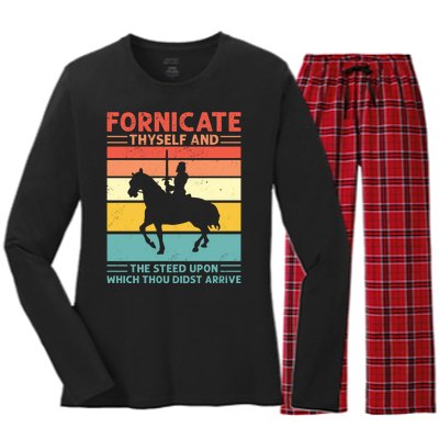 Fornicate Thyself And The Steed Upon Which Thou Didst Arrive Women's Long Sleeve Flannel Pajama Set 