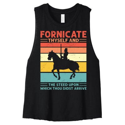 Fornicate Thyself And The Steed Upon Which Thou Didst Arrive Women's Racerback Cropped Tank