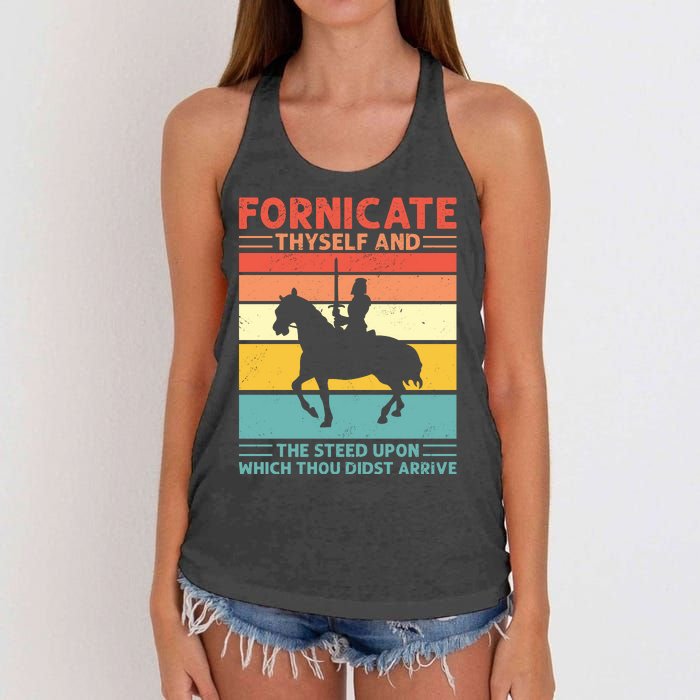 Fornicate Thyself And The Steed Upon Which Thou Didst Arrive Women's Knotted Racerback Tank