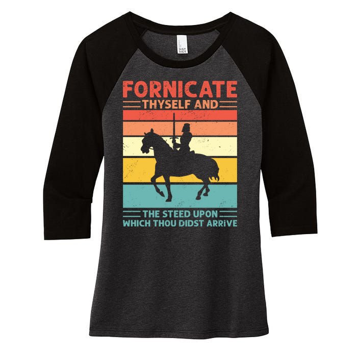 Fornicate Thyself And The Steed Upon Which Thou Didst Arrive Women's Tri-Blend 3/4-Sleeve Raglan Shirt