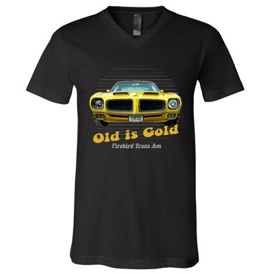 Firebird Transam American Muscle Old Is Gold V-Neck T-Shirt