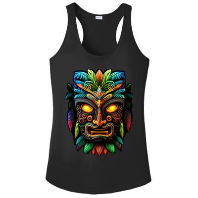 Feel The Aloha Spirit With Our Colorful Tiki Mask Ladies PosiCharge Competitor Racerback Tank
