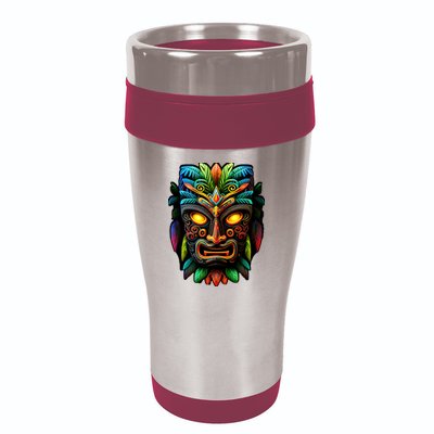 Feel The Aloha Spirit With Our Colorful Tiki Mask 16oz Travel Tumbler