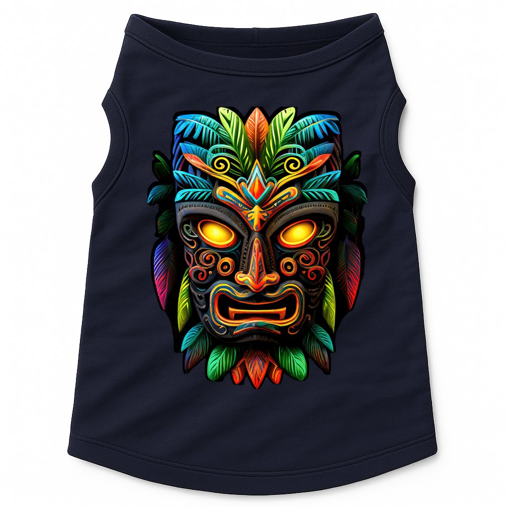 Feel The Aloha Spirit With Our Colorful Tiki Mask Doggie Tank