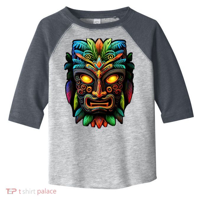 Feel The Aloha Spirit With Our Colorful Tiki Mask Toddler Fine Jersey T-Shirt