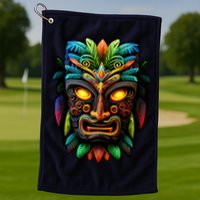 Feel The Aloha Spirit With Our Colorful Tiki Mask Golf Towel
