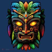 Feel The Aloha Spirit With Our Colorful Tiki Mask Womens T-Shirt