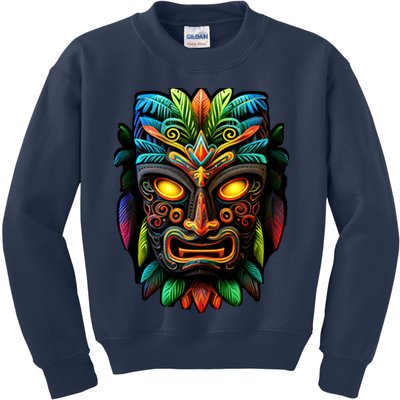 Feel The Aloha Spirit With Our Colorful Tiki Mask Kids Sweatshirt