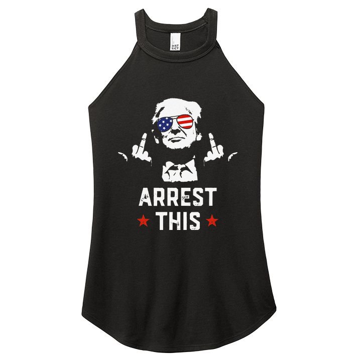 Funny Trump Arrest This Donald Trump Middle Finger President Women's Perfect Tri Rocker Tank