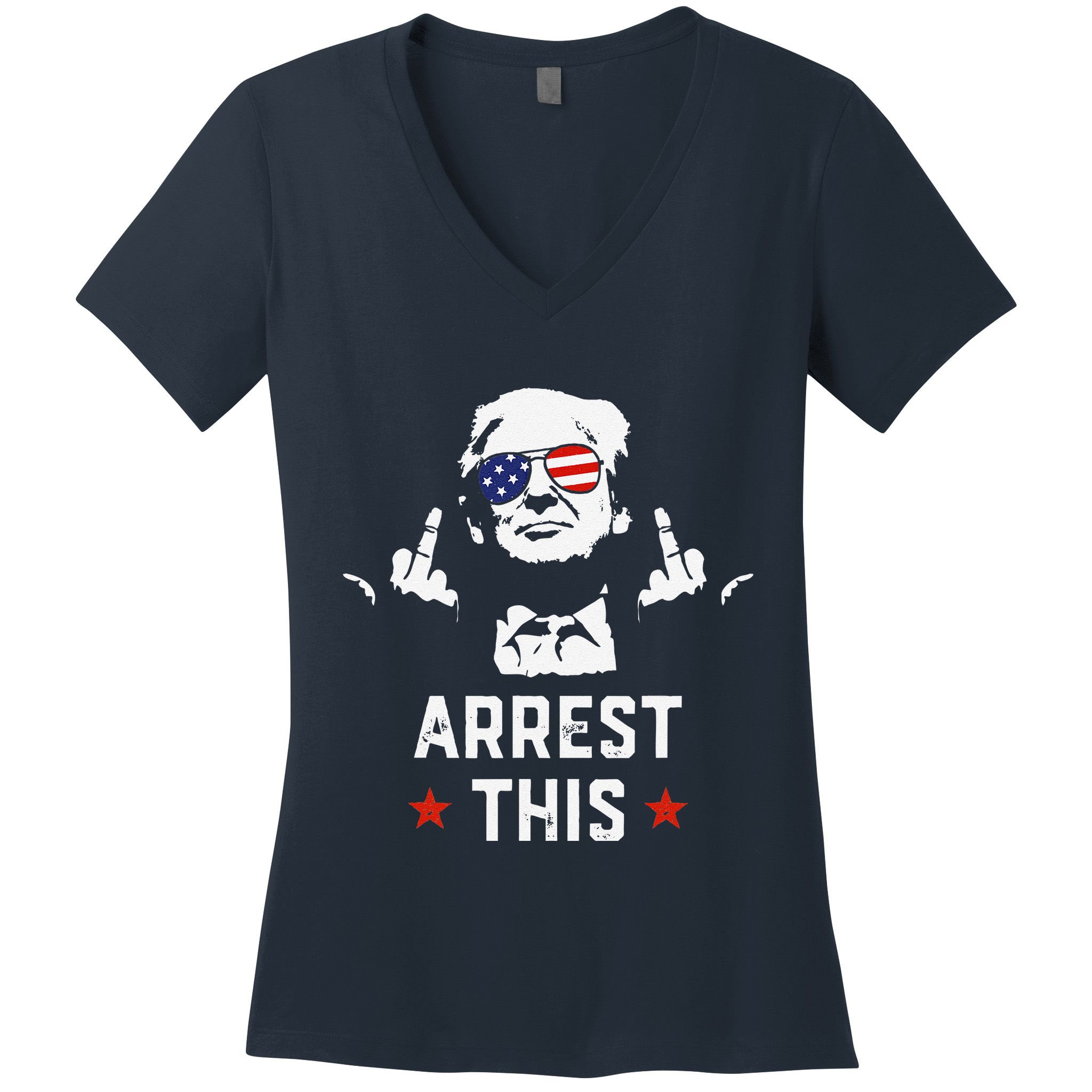 Funny Trump Arrest This Donald Trump Middle Finger President Women's V-Neck T-Shirt