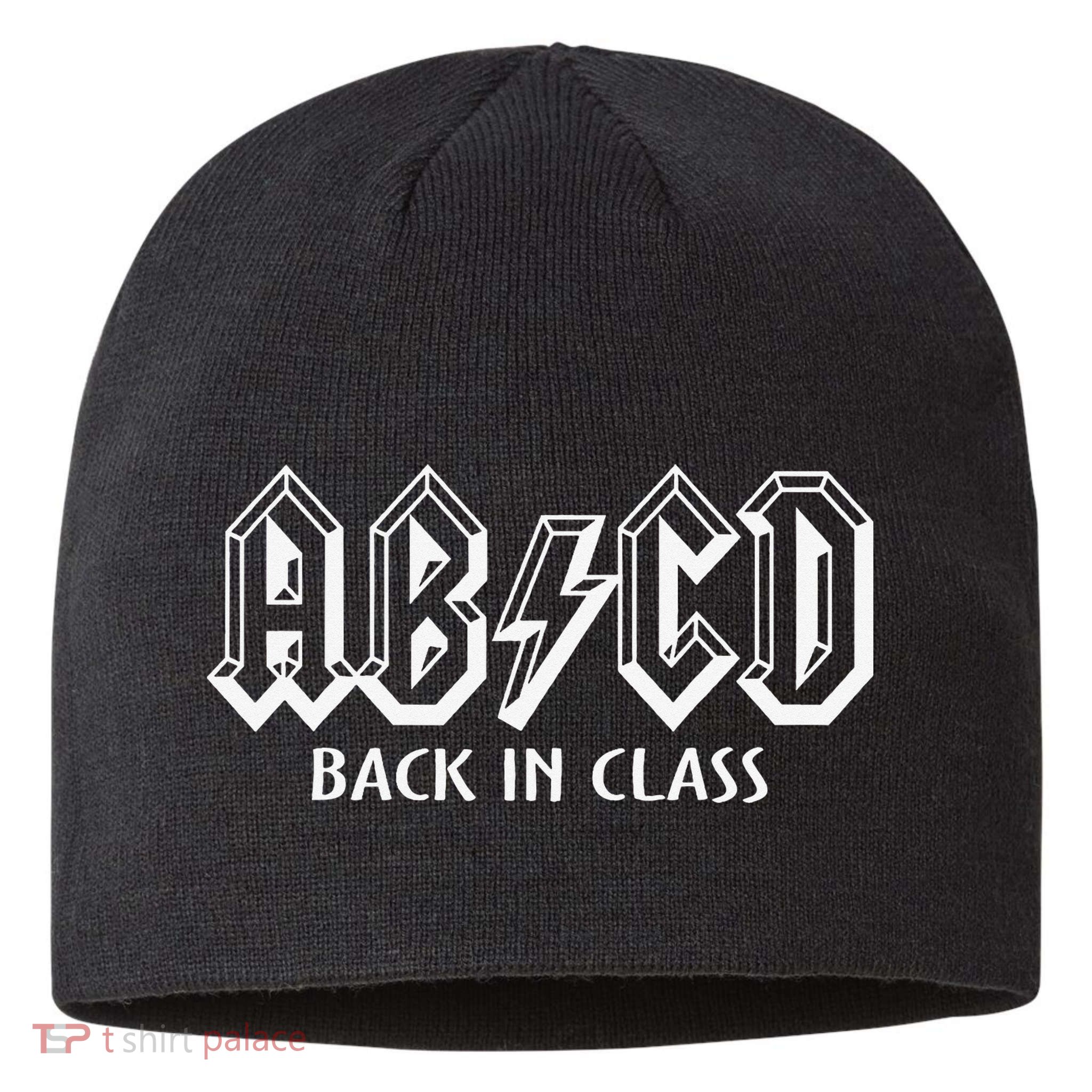 Funny Teacher ABCD Rocks Back To School Back In Class ABCD Sustainable Beanie