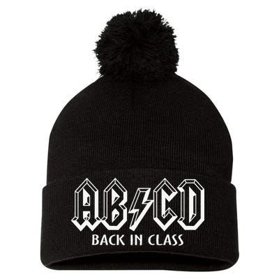 Funny Teacher ABCD Rocks Back To School Back In Class ABCD Pom Pom 12in Knit Beanie