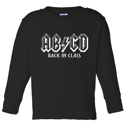 Funny Teacher ABCD Rocks Back To School Back In Class ABCD Toddler Long Sleeve Shirt