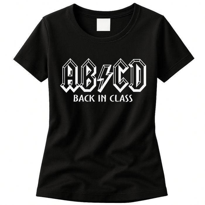 Funny Teacher ABCD Rocks Back To School Back In Class ABCD Womens T-Shirt
