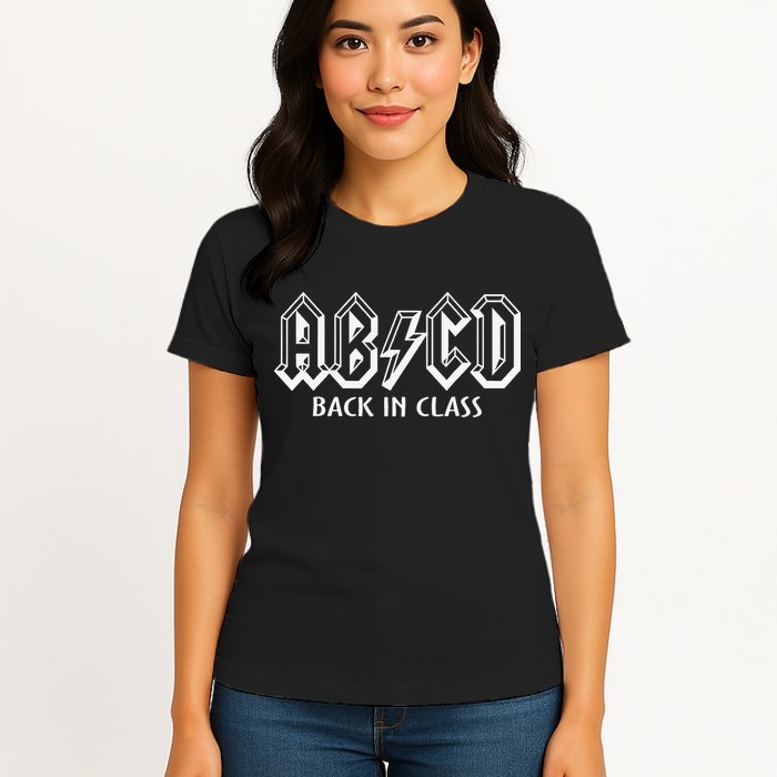 Funny Teacher ABCD Rocks Back To School Back In Class ABCD Womens T-Shirt