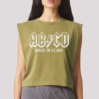 Funny Teacher ABCD Rocks Back To School Back In Class ABCD Garment-Dyed Women's Muscle Tee