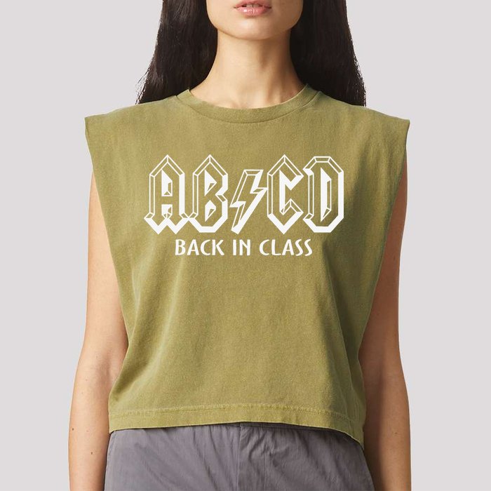 Funny Teacher ABCD Rocks Back To School Back In Class ABCD Garment-Dyed Women's Muscle Tee