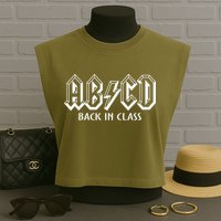 Funny Teacher ABCD Rocks Back To School Back In Class ABCD Garment-Dyed Women's Muscle Tee