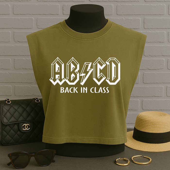 Funny Teacher ABCD Rocks Back To School Back In Class ABCD Garment-Dyed Women's Muscle Tee