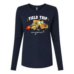 Field Trip Anyone Teacher Field Day Funny Presents Womens Cotton Relaxed Long Sleeve T-Shirt