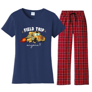 Field Trip Anyone Teacher Field Day Funny Presents Women's Flannel Pajama Set