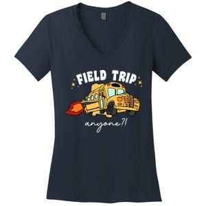 Field Trip Anyone Teacher Field Day Funny Presents Women's V-Neck T-Shirt