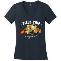 Field Trip Anyone Teacher Field Day Funny Presents Women's V-Neck T-Shirt