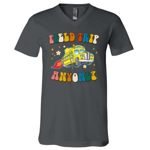 Field Trip Anyone Magic School Bus Retro Teacher V-Neck T-Shirt