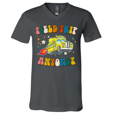 Field Trip Anyone Magic School Bus Retro Teacher V-Neck T-Shirt