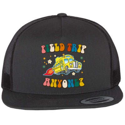 Field Trip Anyone Magic School Bus Retro Teacher Flat Bill Trucker Hat