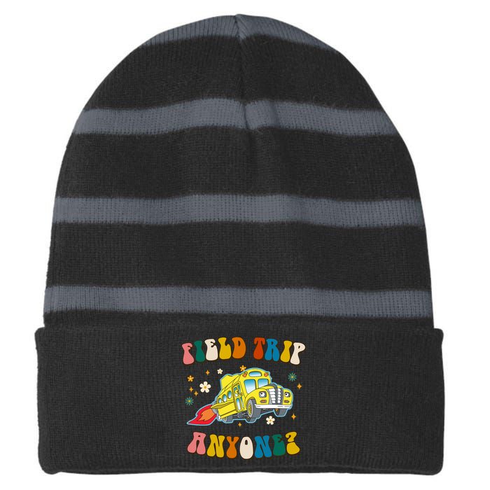 Field Trip Anyone Magic School Bus Retro Teacher Striped Beanie with Solid Band