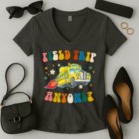 Field Trip Anyone Magic School Bus Retro Teacher Women's V-Neck T-Shirt