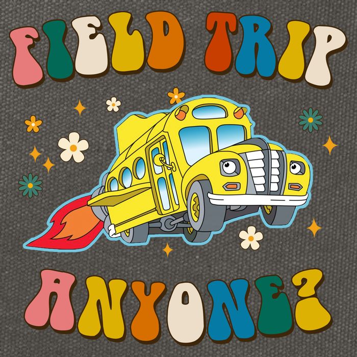 Field Trip Anyone Magic School Bus Retro Teacher Cotton Canvas Backpack