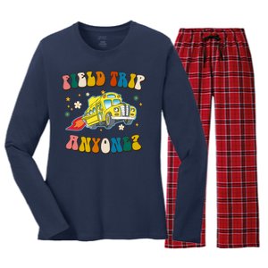 Field Trip Anyone Magic School Bus Retro Teacher Women's Long Sleeve Flannel Pajama Set 