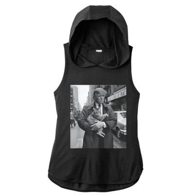 Funny Trump And Cat Funny Political Ladies PosiCharge Tri-Blend Wicking Draft Hoodie Tank