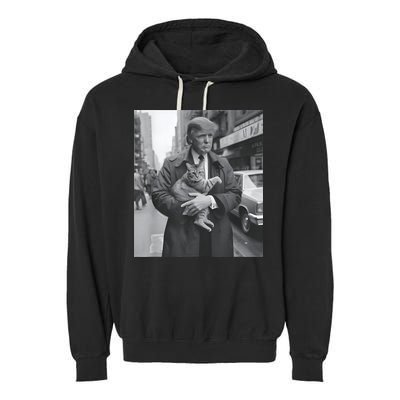 Funny Trump And Cat Funny Political Garment-Dyed Fleece Hoodie
