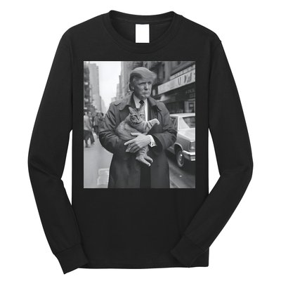 Funny Trump And Cat Funny Political Long Sleeve Shirt